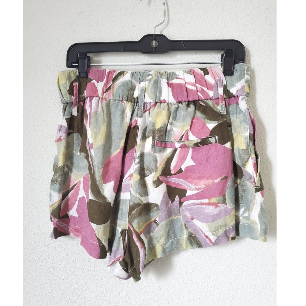 Tahari Linen Floral Print High‎ Waisted Shorts Medium Women's Vacation Tropical - Picture 4 of 7